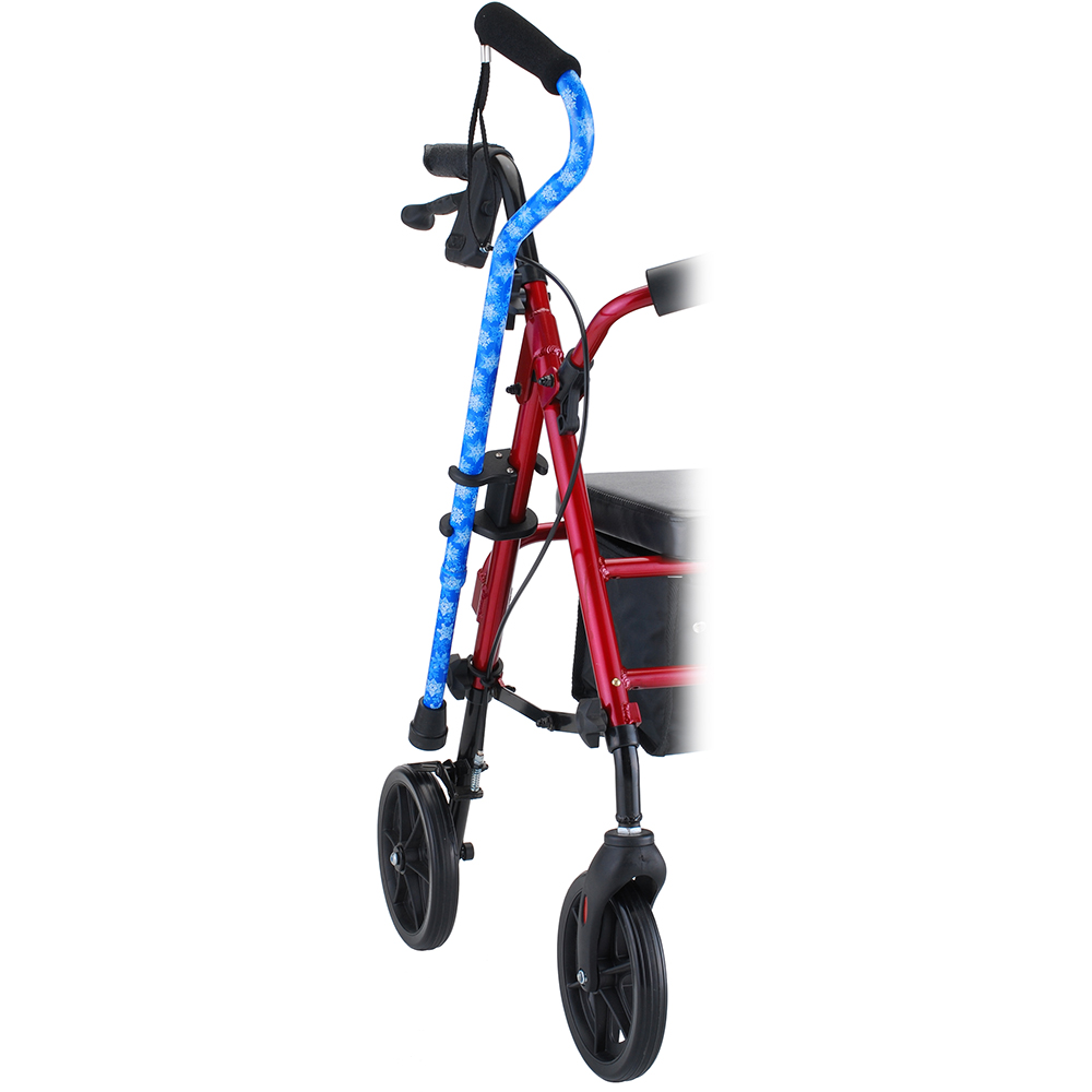 CANE ATTACHED TO FOLDED ROLLATOR
